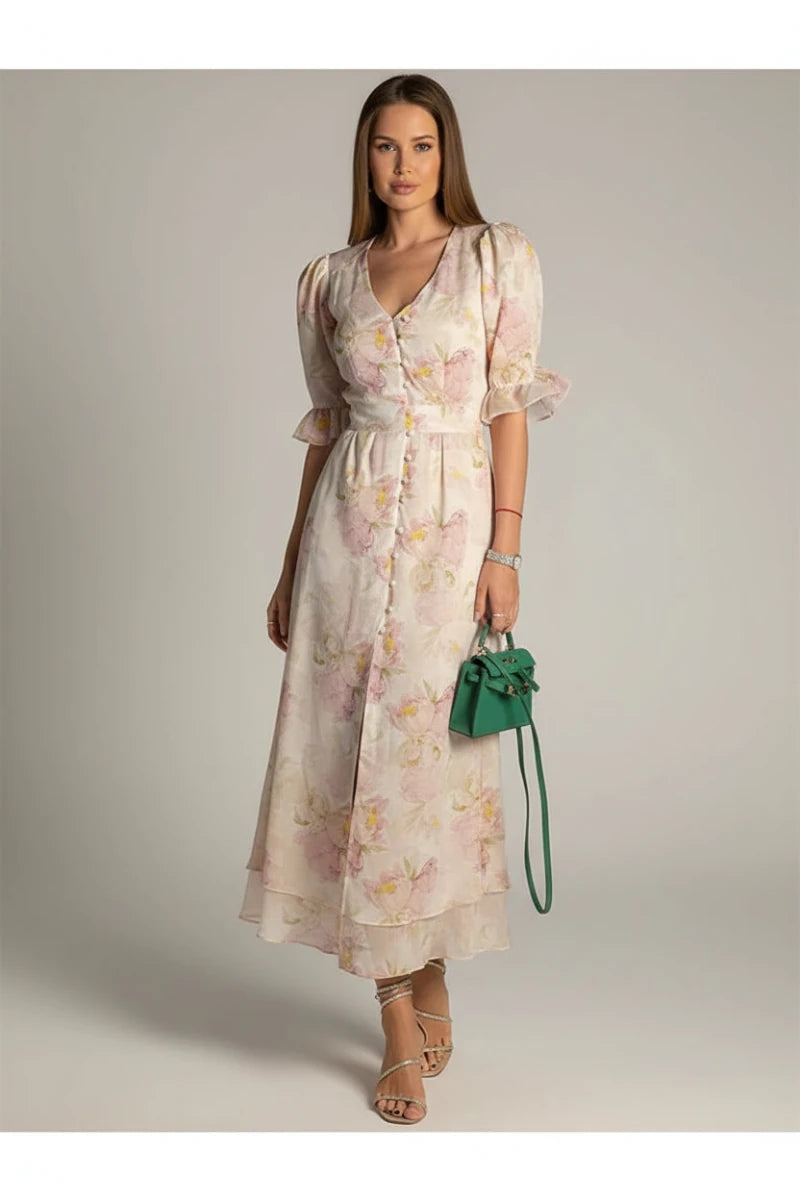 Bella Fleur Ruffle Midi Dress - GoSobiShop Boutique