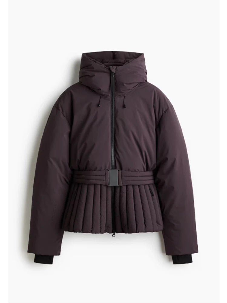 Belted padded ski jacket puffer jacket. - GoSobiShop Boutique