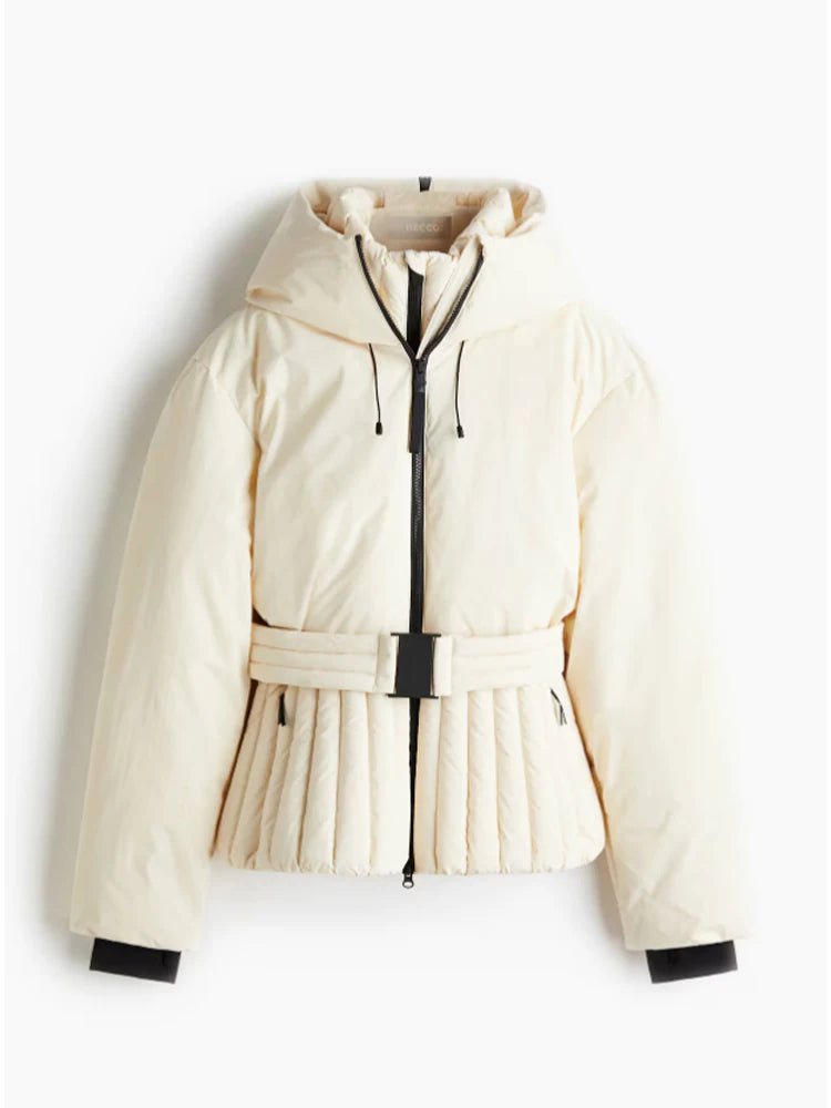 Belted padded ski jacket puffer jacket. - GoSobiShop Boutique
