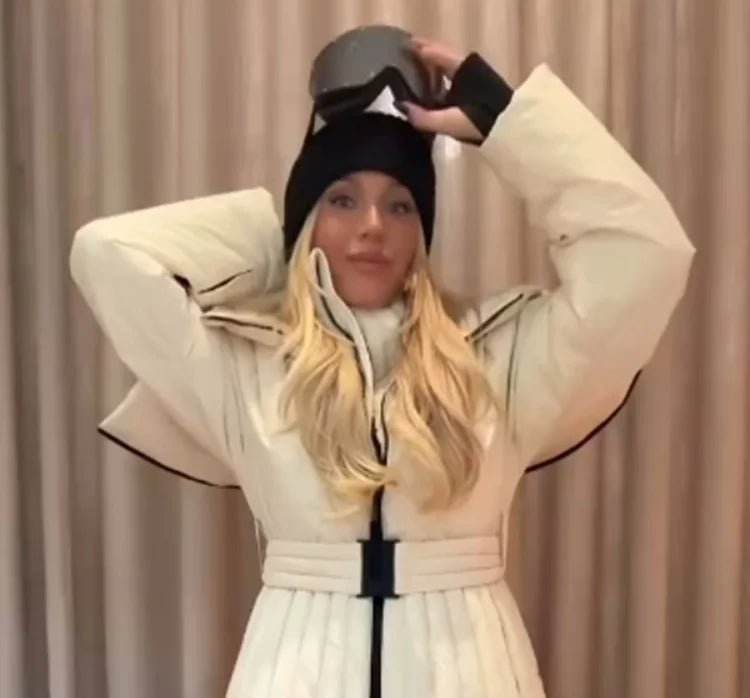 Belted padded ski jacket puffer jacket. - GoSobiShop Boutique