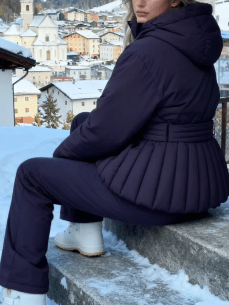Belted padded ski jacket puffer jacket. - GoSobiShop Boutique