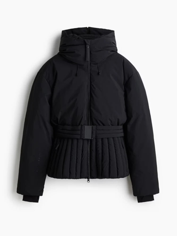 Belted padded ski jacket puffer jacket. - GoSobiShop Boutique