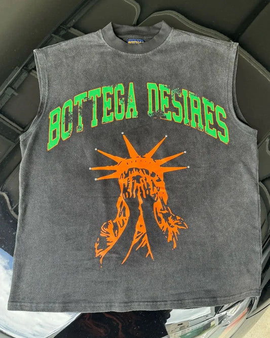 Bottega Desires sleeveless washed tank top street wear - GoSobiShop Boutique