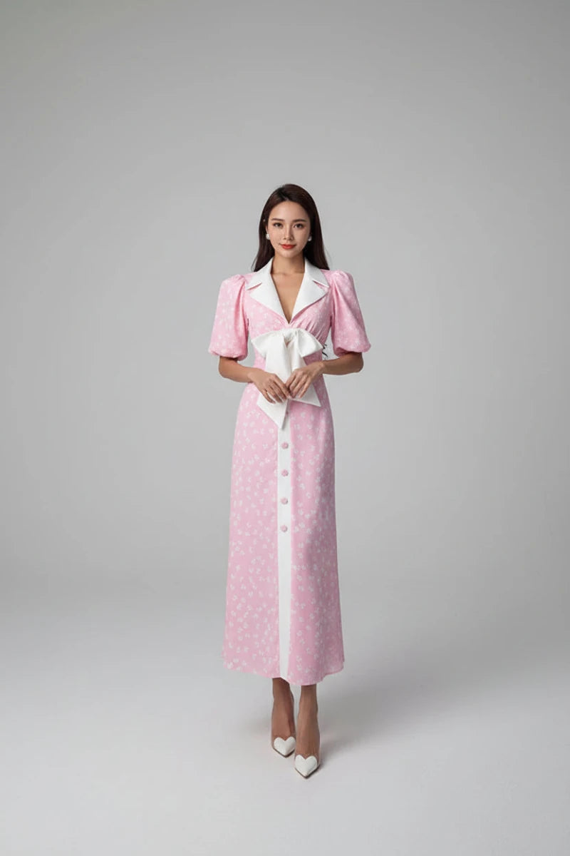 Bow Accent Midi Dress - GoSobiShop Boutique