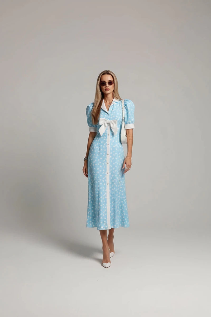 Bow Accent Midi Dress - GoSobiShop Boutique