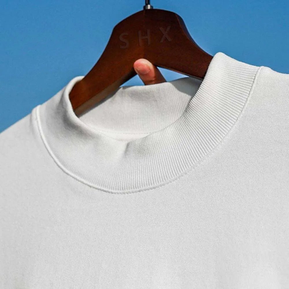 Boxy fit turtleneck loose mock neck t-shirt - GoSobiShop Boutique