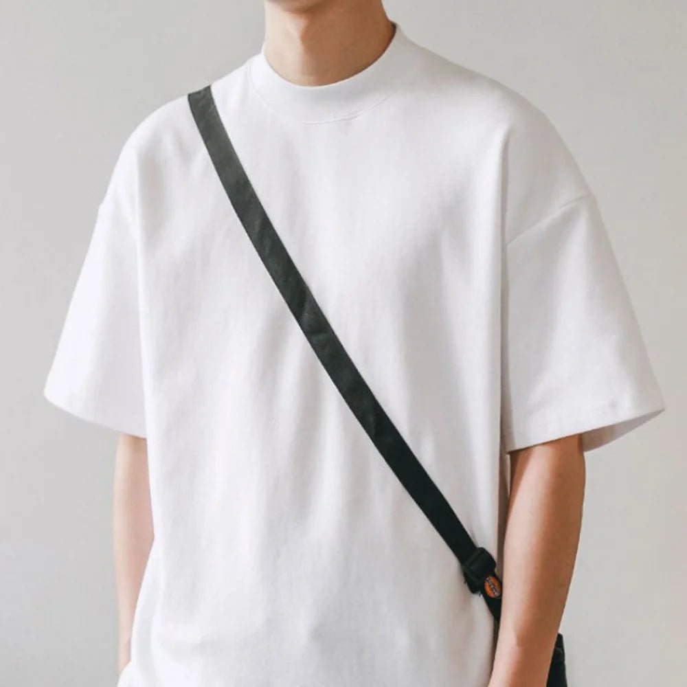 Boxy fit turtleneck loose mock neck t-shirt - GoSobiShop Boutique