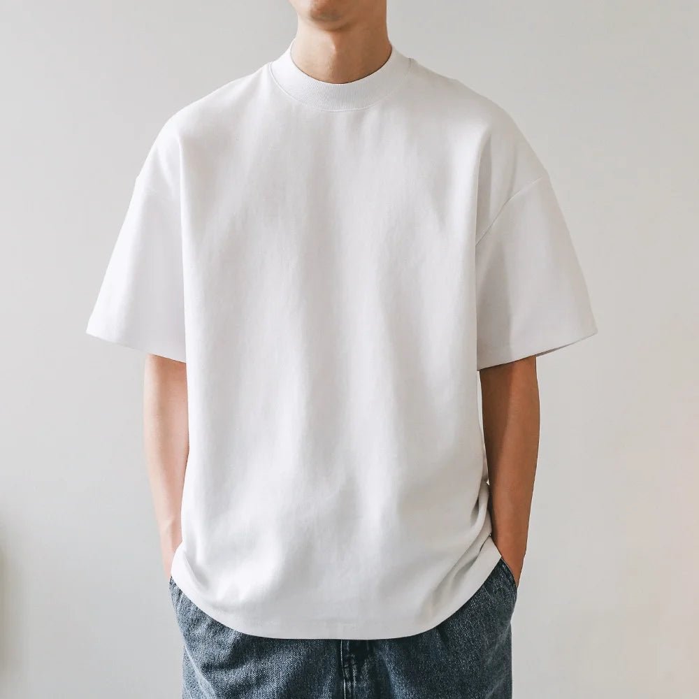 Boxy fit turtleneck loose mock neck t-shirt - GoSobiShop Boutique