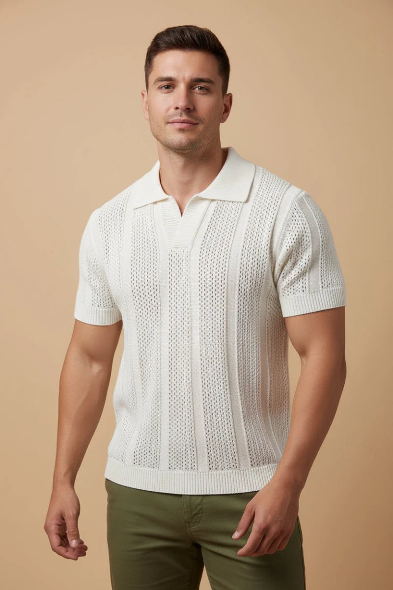 Breathable men's knitted mesh Polo shirt. - GoSobiShop Boutique