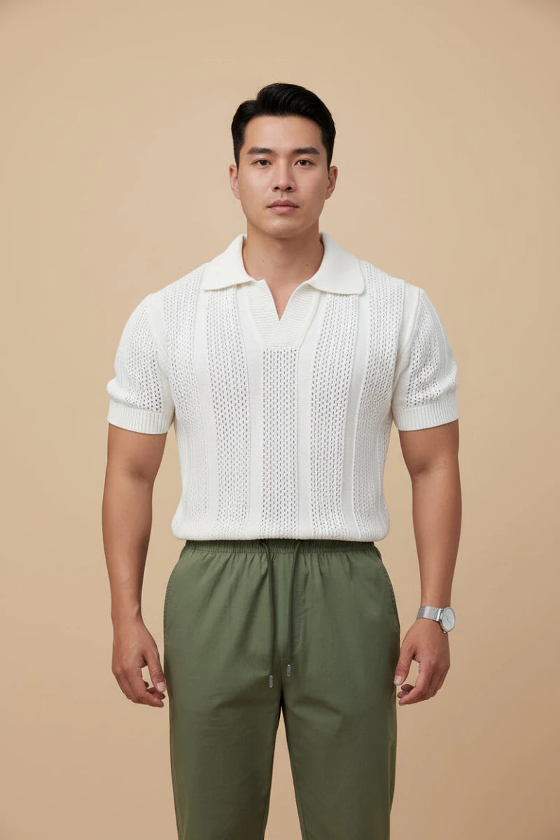 Breathable men's knitted mesh Polo shirt. - GoSobiShop Boutique