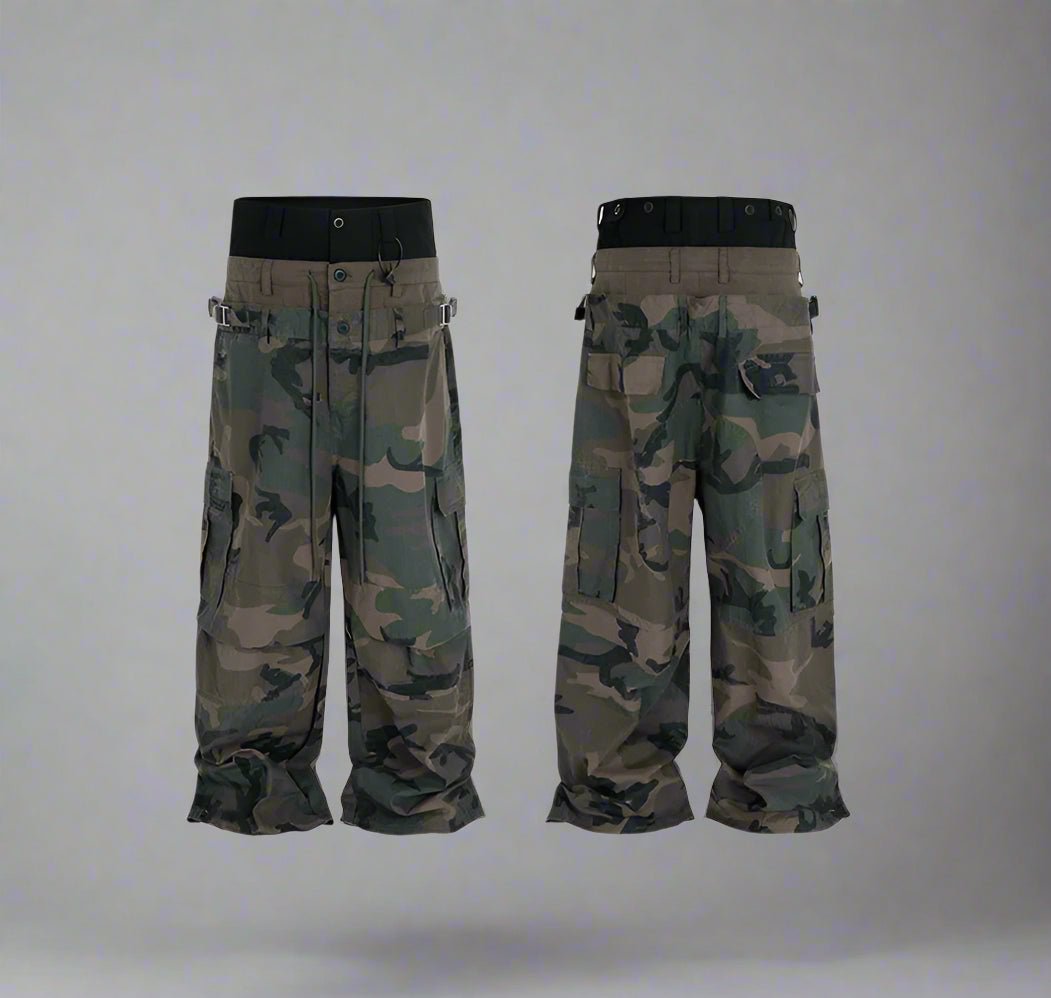 Camo cut up multi - pockets baggy pants - GoSobiShop Boutique