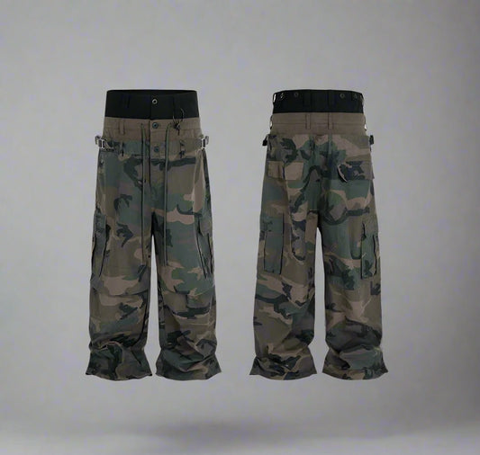 Camo cut up multi - pockets baggy pants - GoSobiShop Boutique