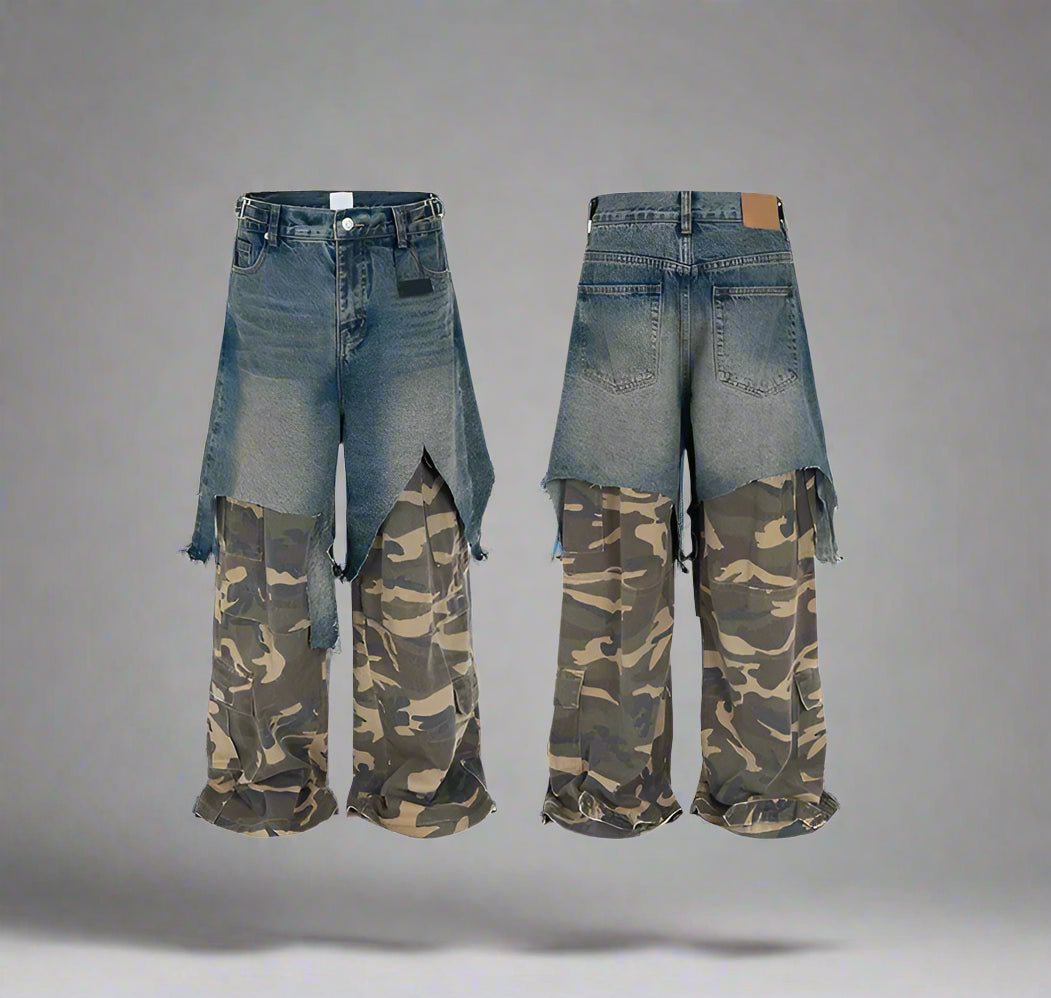 Camo Jeans Ripped Spliced Jeans wide jeans baggy jeans - GoSobiShop Boutique