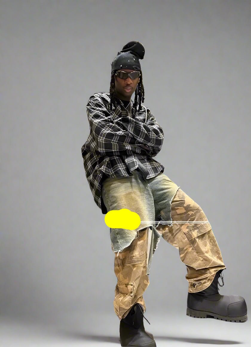 Camo Jeans Ripped Spliced Jeans wide jeans baggy jeans - GoSobiShop Boutique