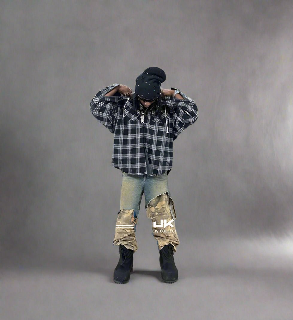 Camo Jeans Ripped Spliced Jeans wide jeans baggy jeans - GoSobiShop Boutique