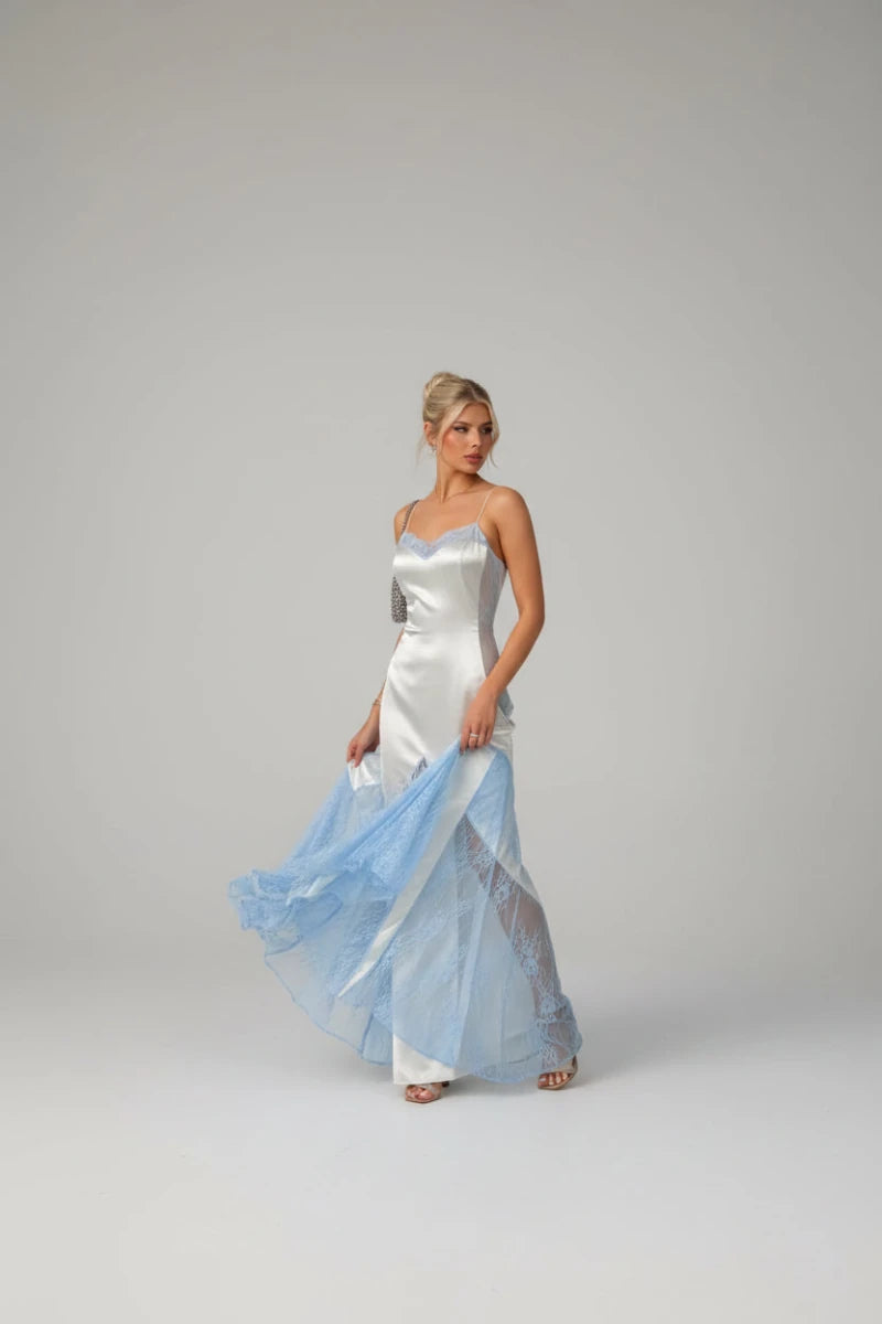 Celeste Satin Patchwork Maxi Dress - GoSobiShop Boutique