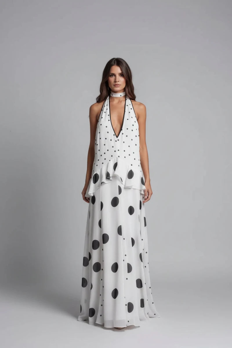 Celeste Vintage Polka-Dot Ruffle Dress - GoSobiShop Boutique