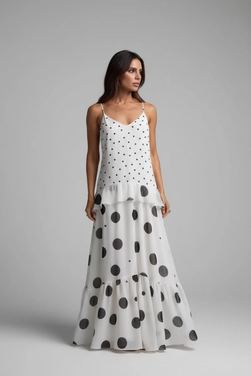 Celeste Vintage Polka-Dot Ruffle Dress - GoSobiShop Boutique
