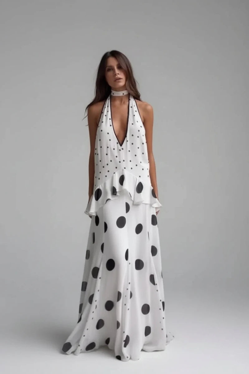 Celeste Vintage Polka-Dot Ruffle Dress - GoSobiShop Boutique