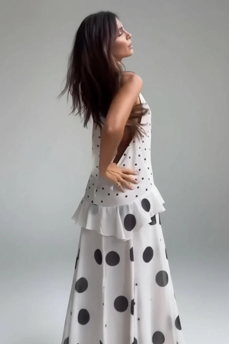 Celeste Vintage Polka-Dot Ruffle Dress - GoSobiShop Boutique