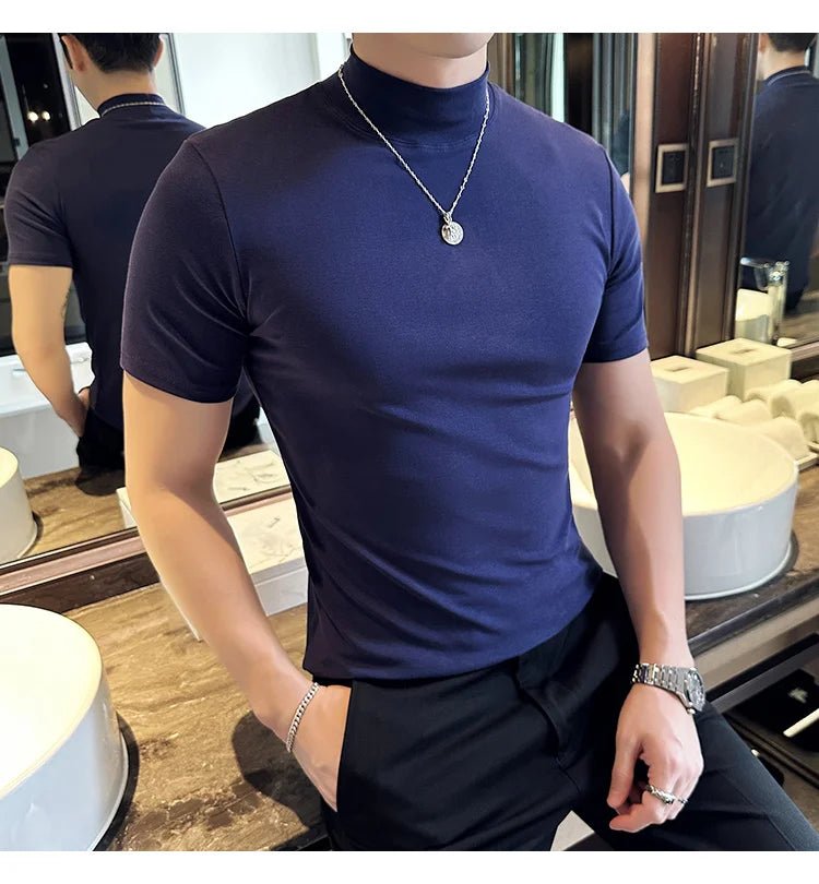 Classy turtleneck mock neck knit t-shirt - GoSobiShop Boutique