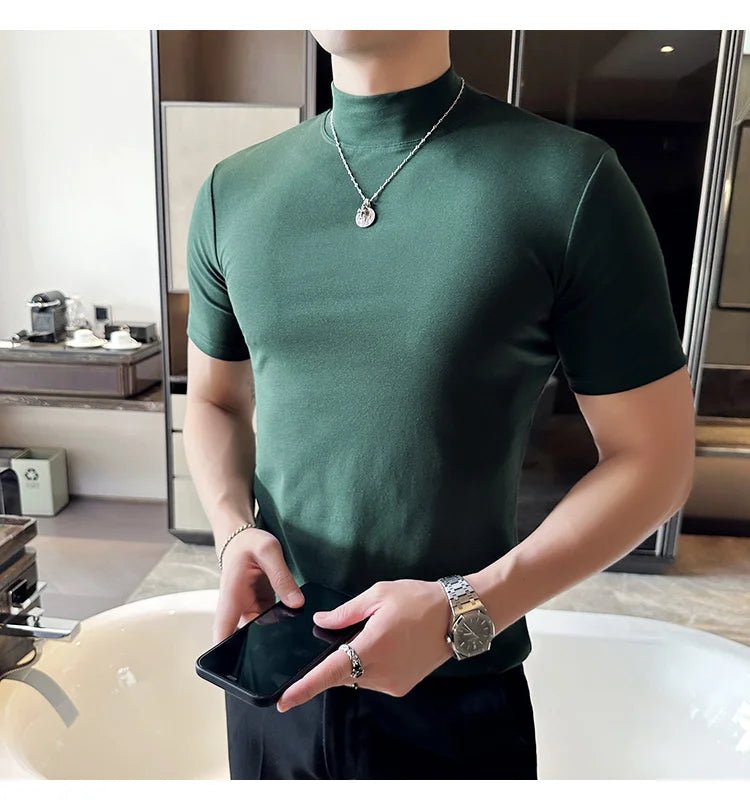 Classy turtleneck mock neck knit t-shirt - GoSobiShop Boutique