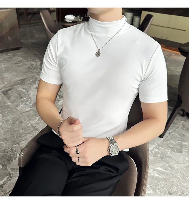 Classy turtleneck mock neck knit t-shirt - GoSobiShop Boutique