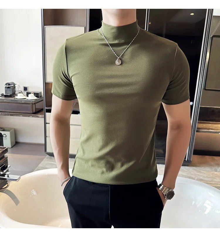 Classy turtleneck mock neck knit t-shirt - GoSobiShop Boutique