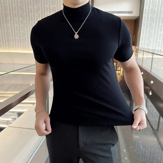 Classy turtleneck mock neck knit t-shirt - GoSobiShop Boutique