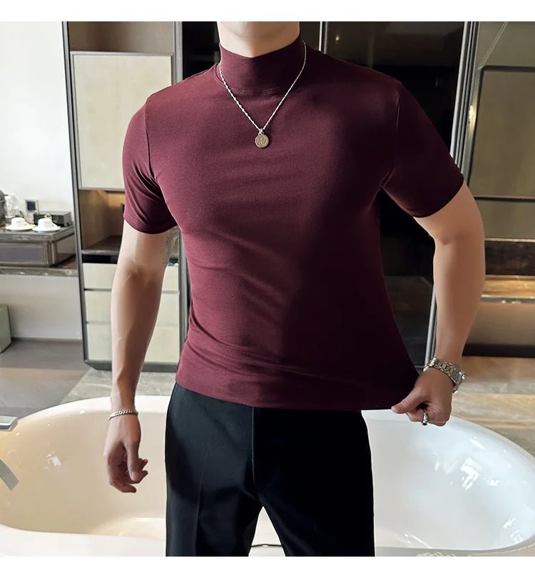 Classy turtleneck mock neck knit t-shirt - GoSobiShop Boutique