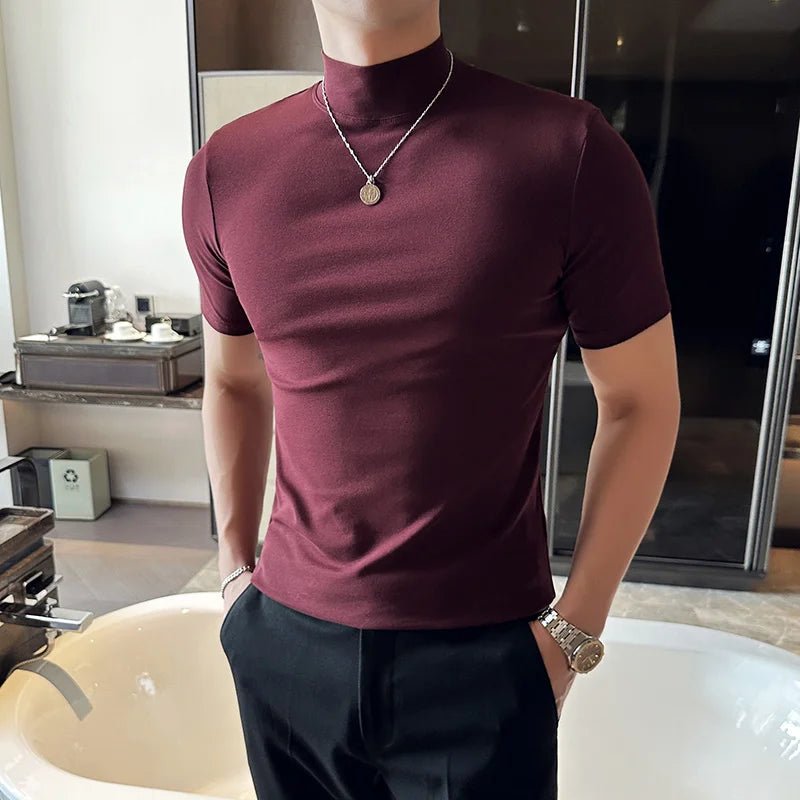 Classy turtleneck mock neck knit t-shirt - GoSobiShop Boutique