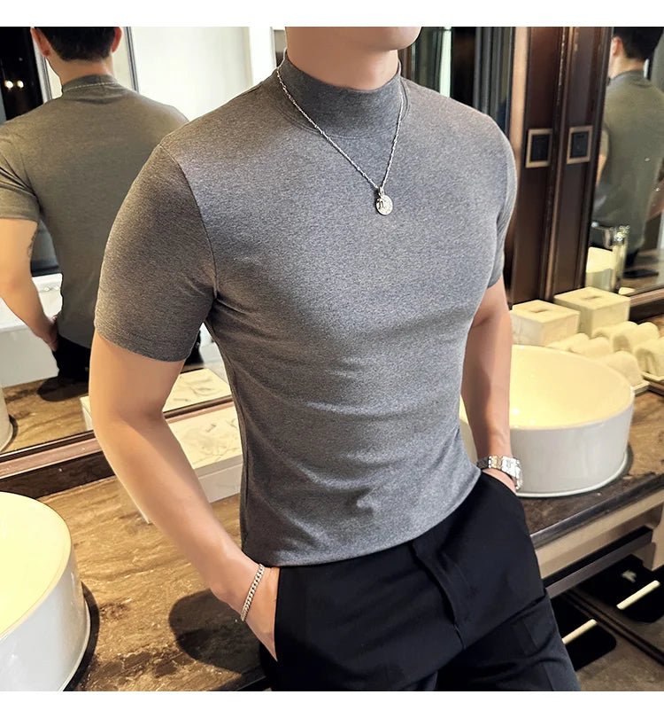 Classy turtleneck mock neck knit t-shirt - GoSobiShop Boutique