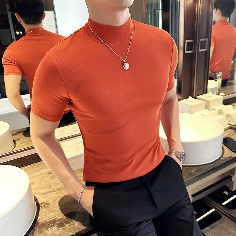 Classy turtleneck mock neck knit t-shirt - GoSobiShop Boutique