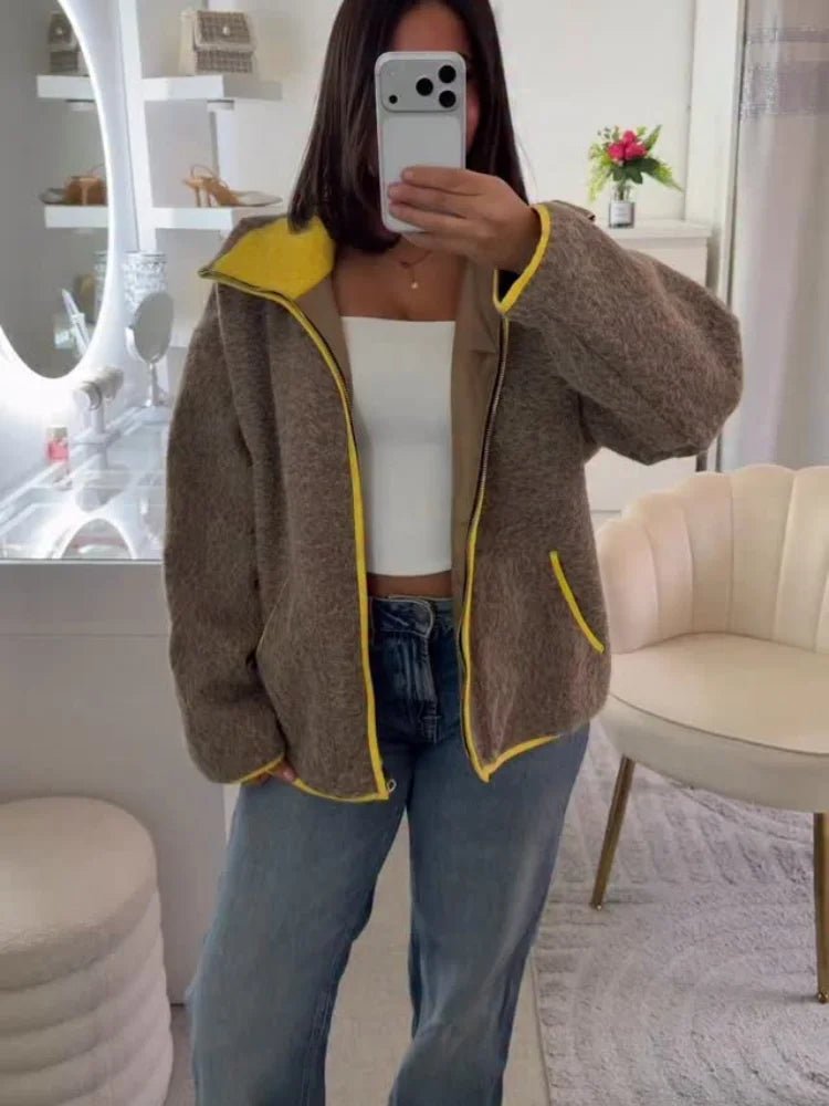 comfy knit fleece cardigan zipper jacket. - GoSobiShop Boutique