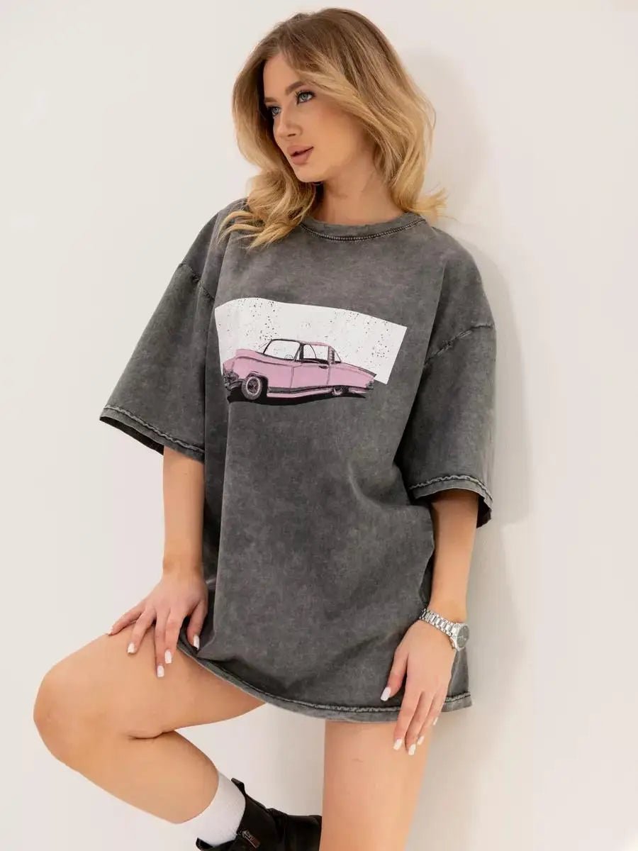 Cotton Washed Oversized Gym Graphic tees` - GoSobiShop Boutique