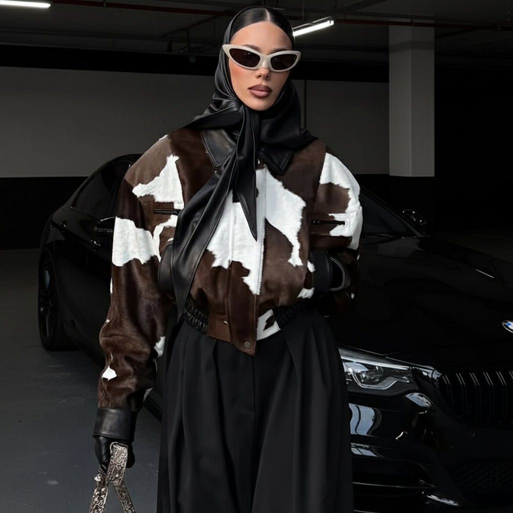 Cow print jacket fall tops fall jacket - GoSobiShop Boutique