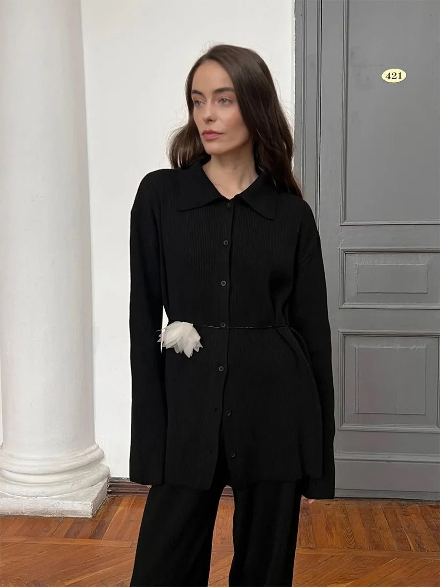 Cozy loose knit sweater and knit trousers 2 piece set loungewear. - GoSobiShop Boutique