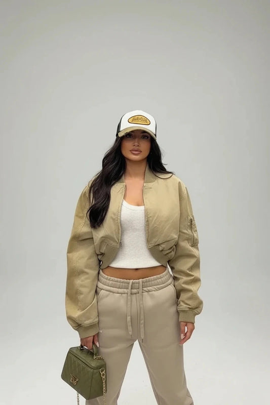 Cropped Varsity Bomber Jacket - GoSobiShop Boutique