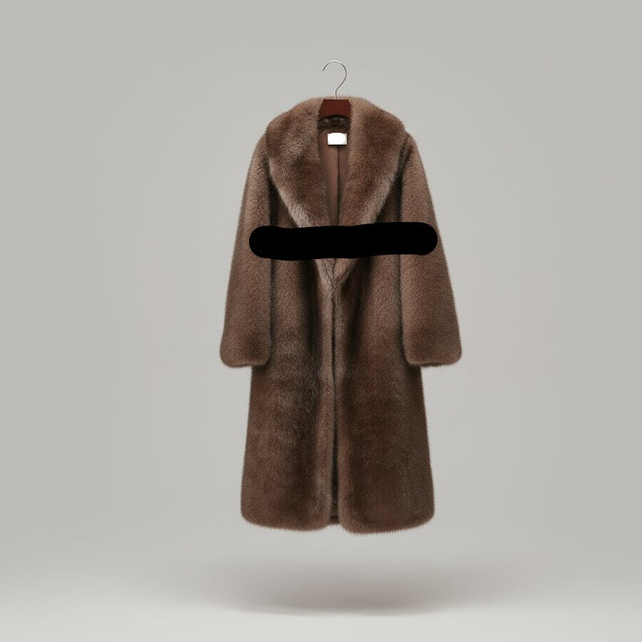 Dark brown long faux fur trench coat fall tops - GoSobiShop Boutique