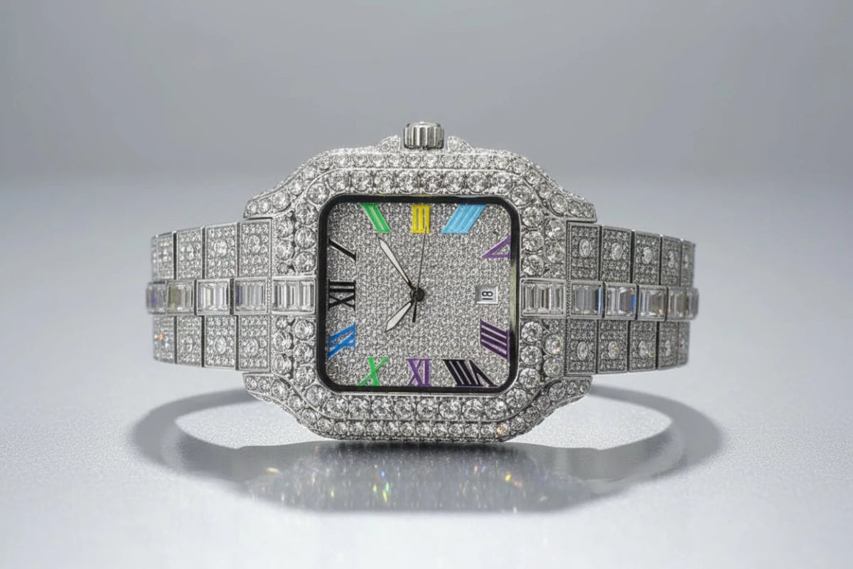 Dee-Ice Iced out multicolors digits wrist watch.