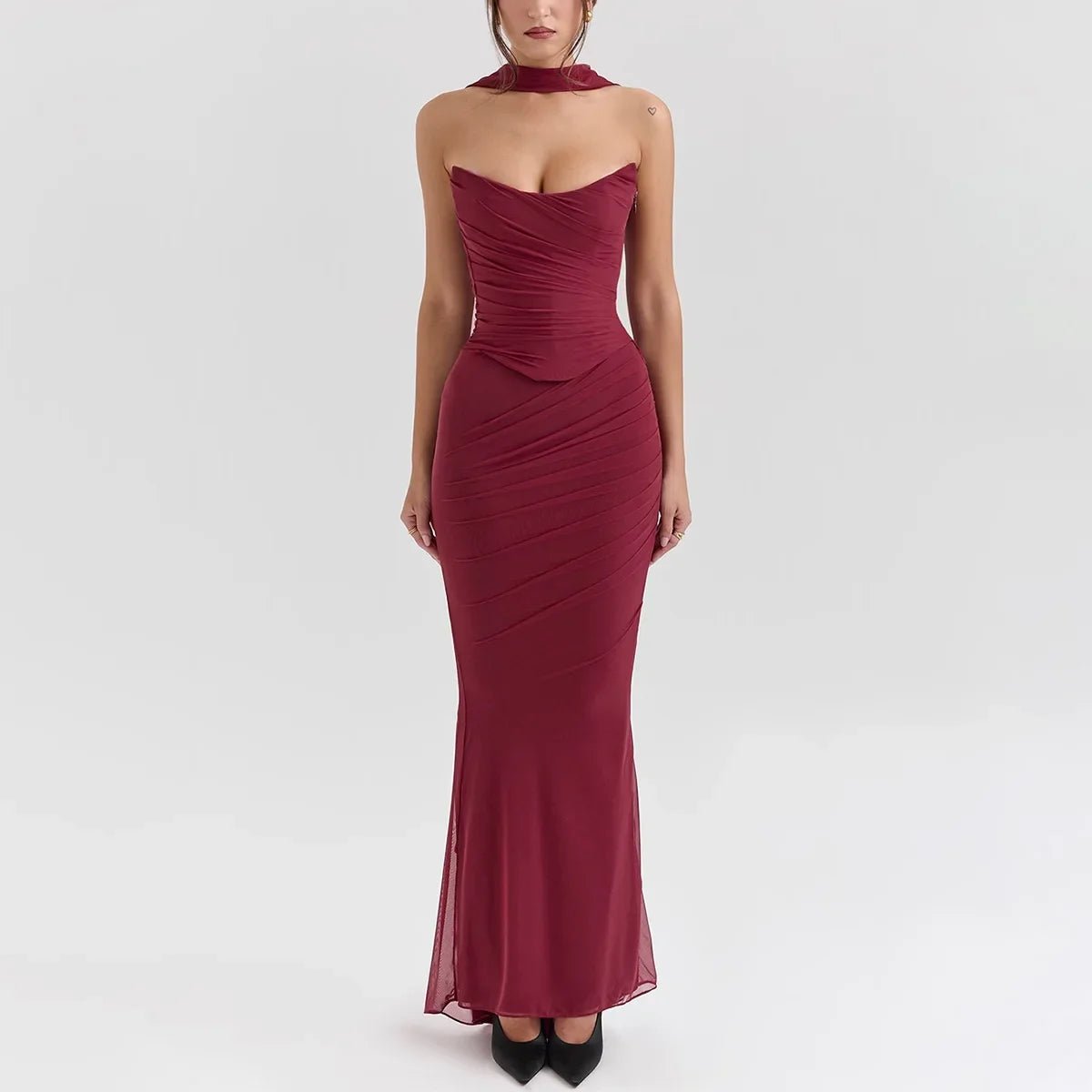 Delight Elegant Scarf Maxi Dress - GoSobiShop Boutique