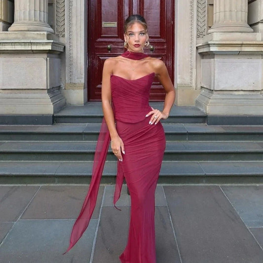 Delight Elegant Scarf Maxi Dress - GoSobiShop Boutique
