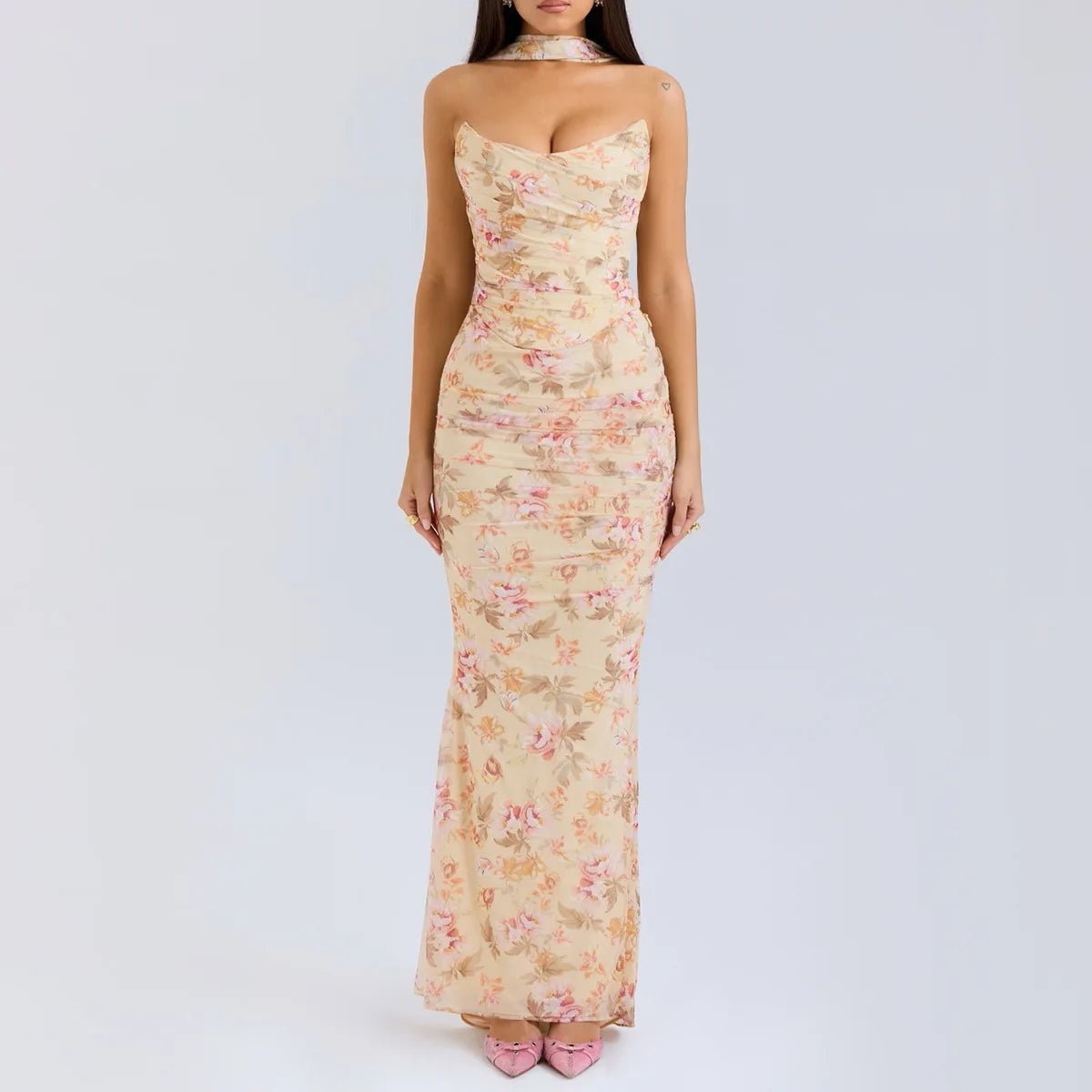 Delight Elegant Scarf Maxi Dress - GoSobiShop Boutique