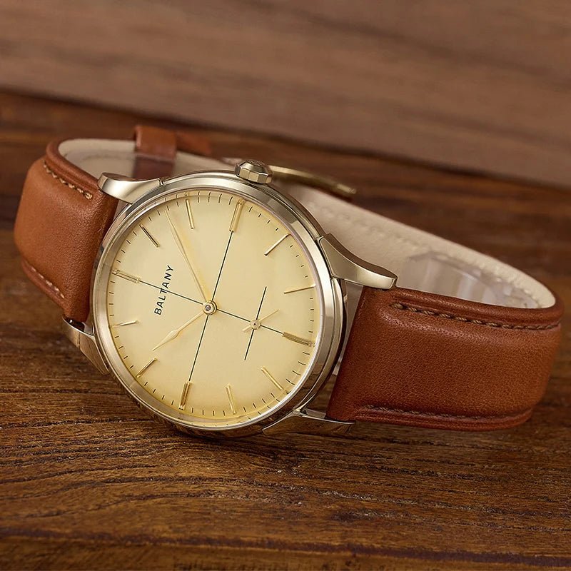 Men Automatic Watch 38.5mm Manual Winding Mechanical Wristwatch 50m Waterproof Small Second Dial.