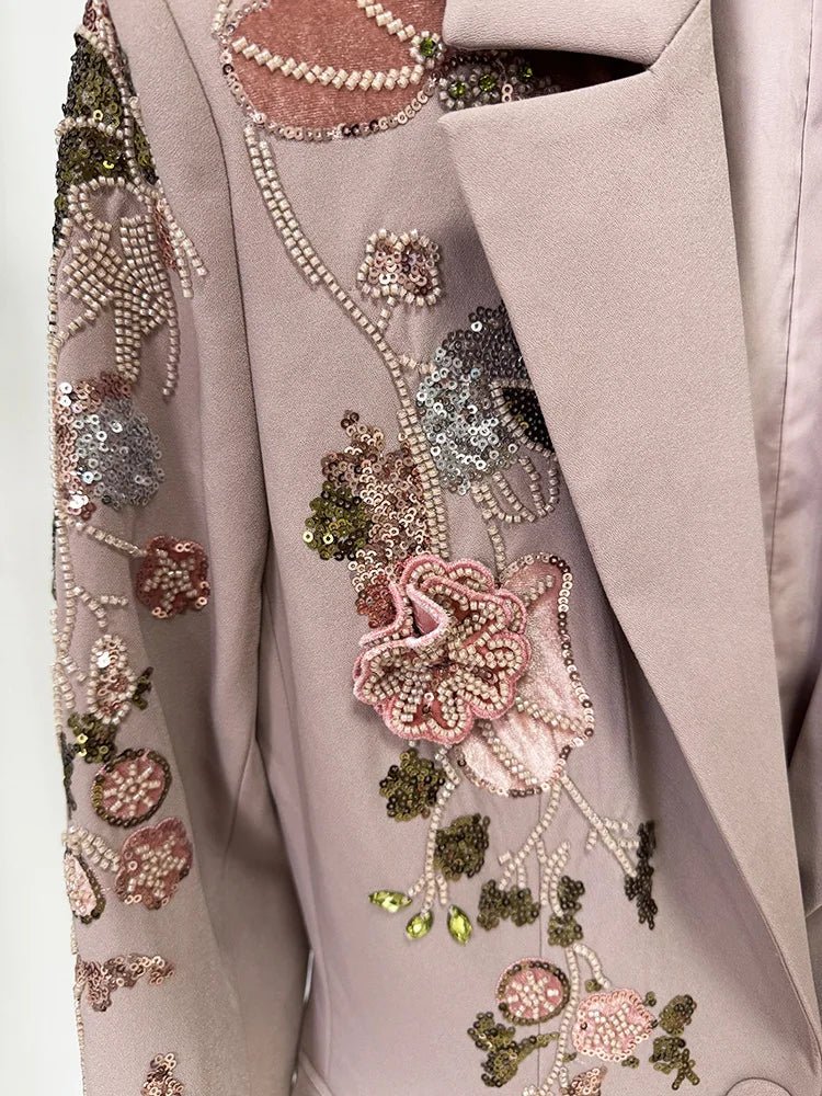 Designer Runway 3D Flowers Blazer flare trousers set. - GoSobiShop Boutique