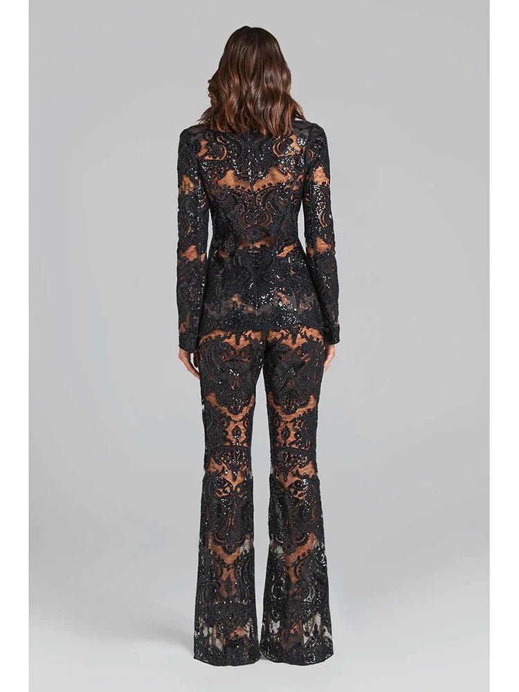 Designer runway sequin embroidered lace 2 piece set. - GoSobiShop Boutique