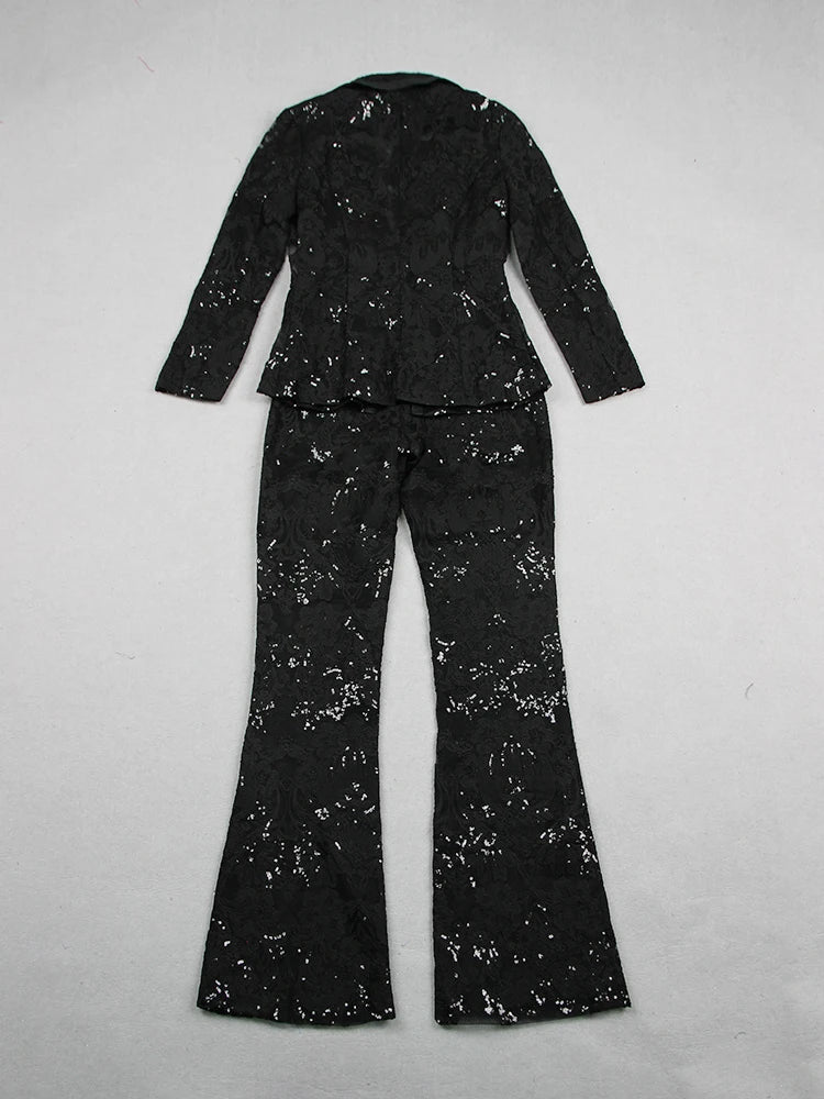 Designer runway sequin embroidered lace 2 piece set. - GoSobiShop Boutique