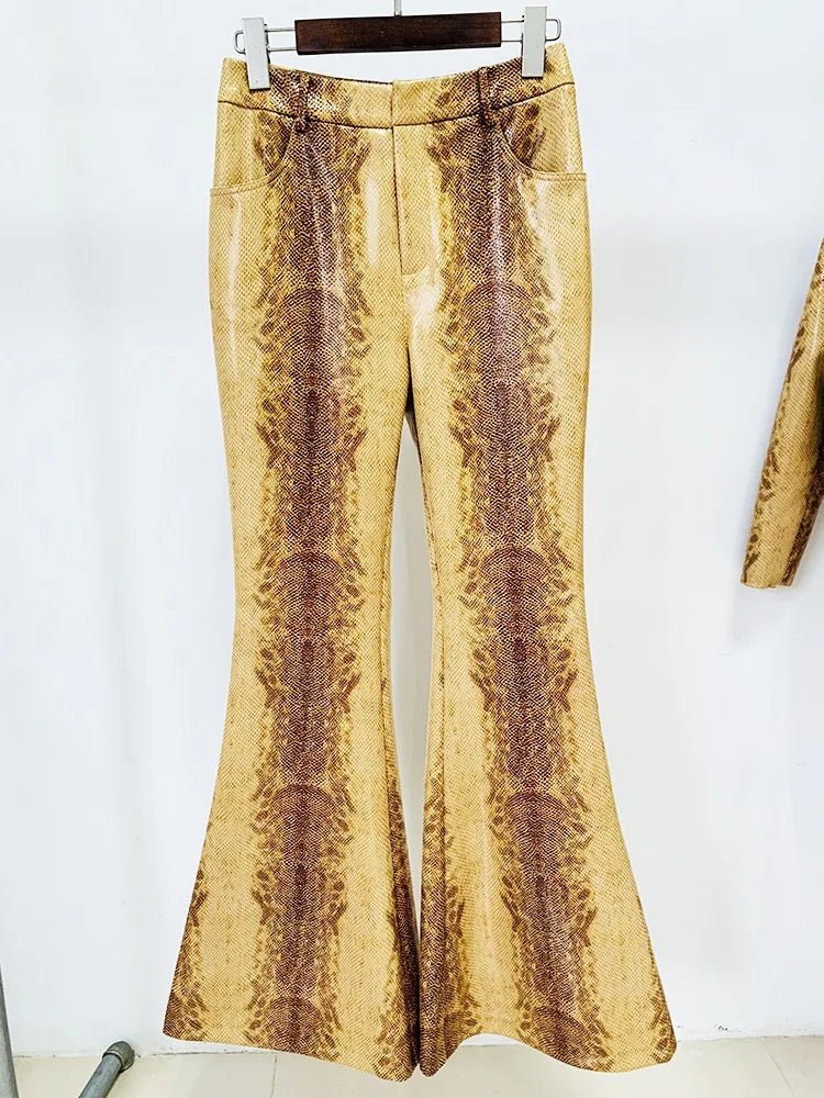 Designer snakeskin Jacket and flare pants matching set. - GoSobiShop Boutique
