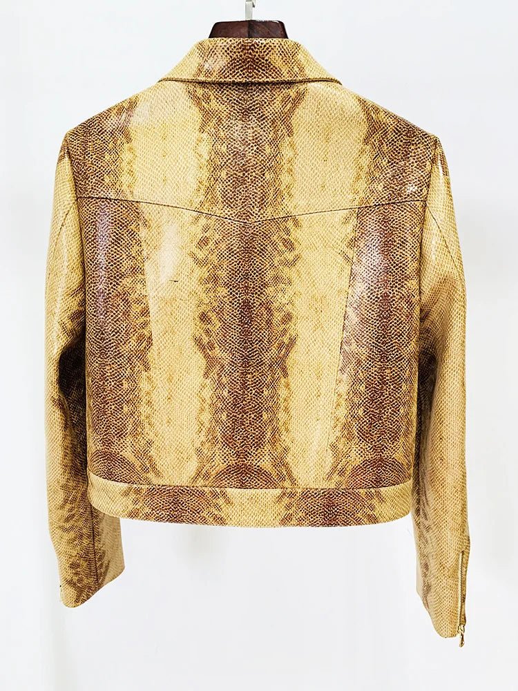 Designer snakeskin Jacket and flare pants matching set. - GoSobiShop Boutique