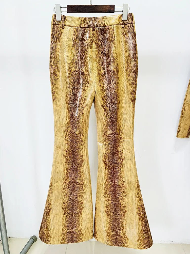 Designer snakeskin Jacket and flare pants matching set. - GoSobiShop Boutique